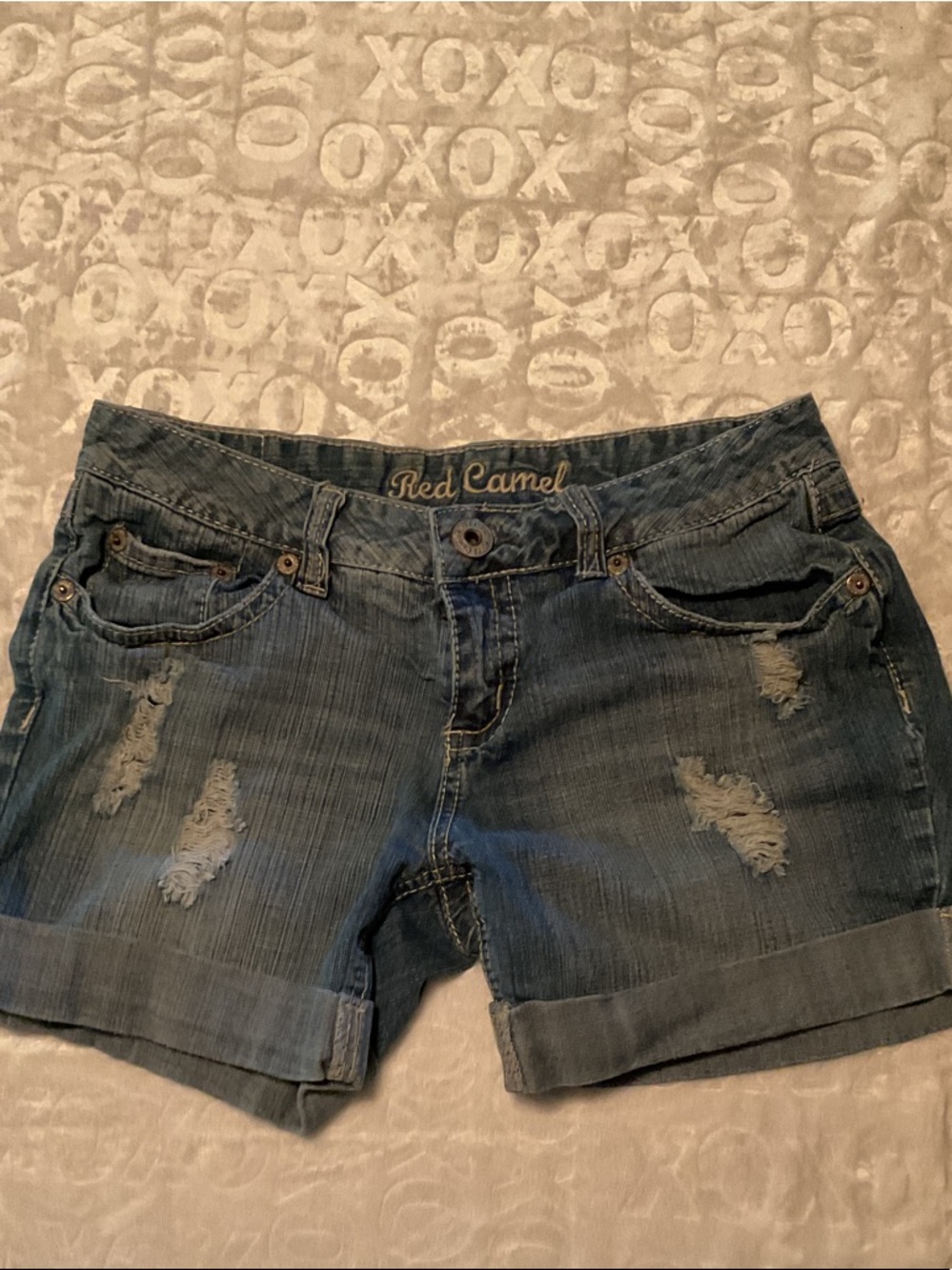 Red Camel Women's Distressed Denim Shorts - Blue